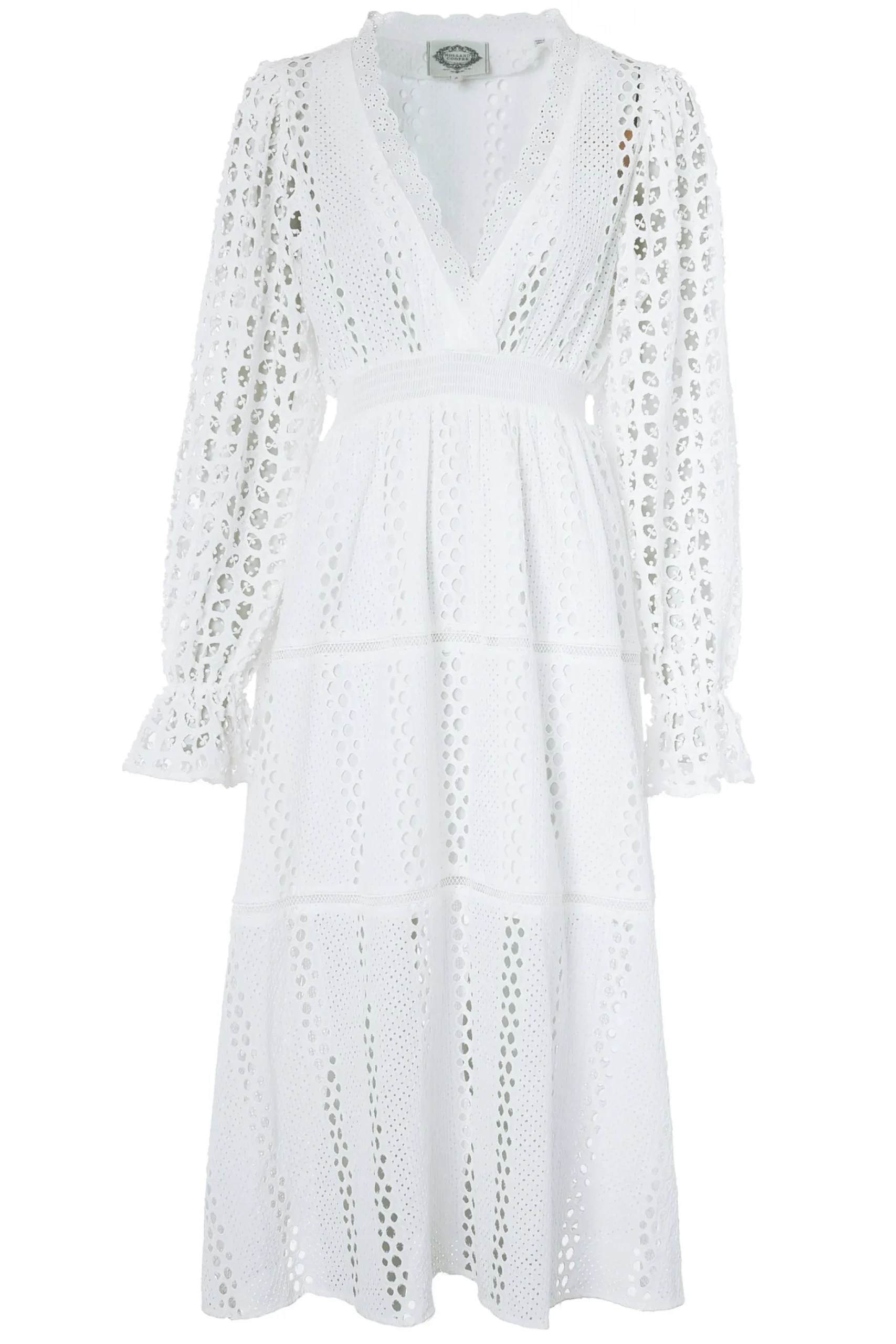Broderie Lace V-Neck Midi Dress