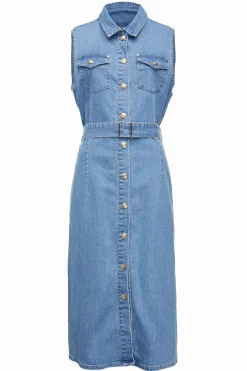 Denim Sleeveless Shirt Dress